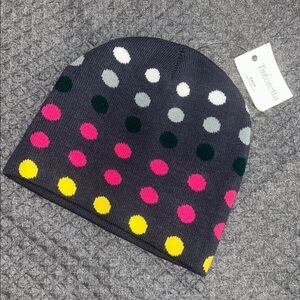 Double layered grey dots multicolor beanie